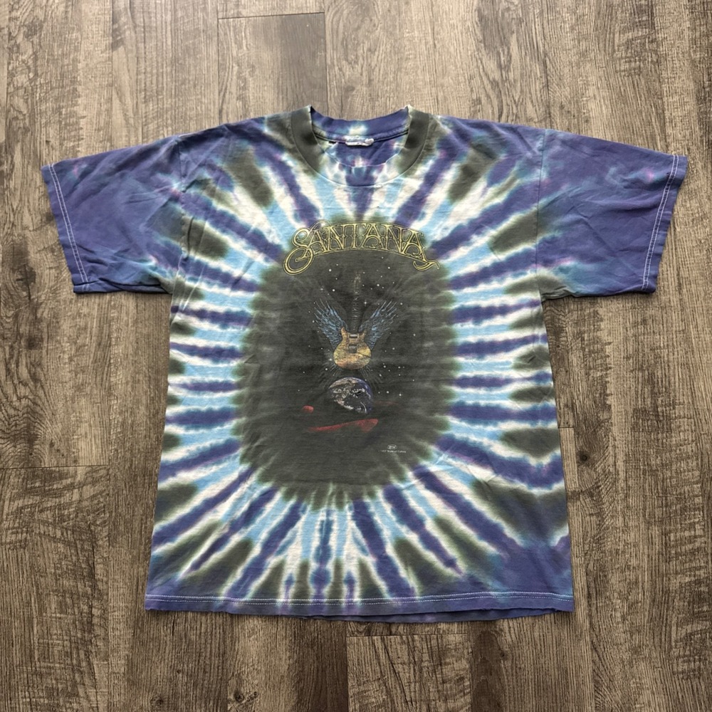 Vintage Carlos Santana Rivers Of Color Tie Dye Band T Shirt 90s